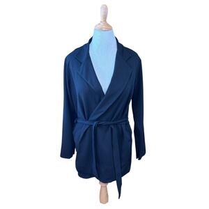 Pink Clove Black Textured Wrap Blazer Jacket Tie Waist Plus Size 18 US